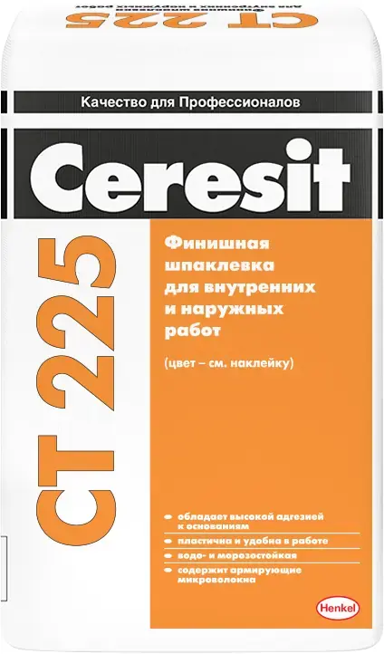 Ceresit CT 225 шпатлевка финишная для внутренних и наружных работ (25 кг) белая