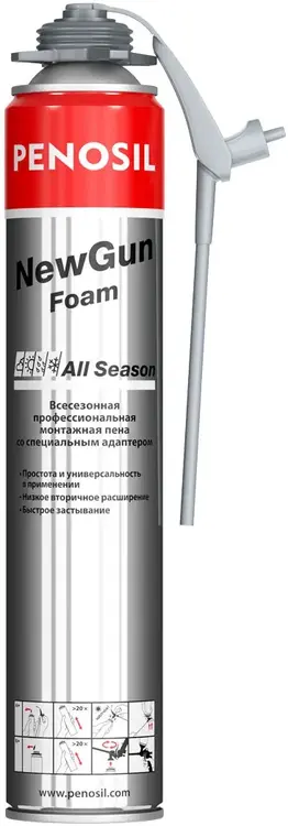 Penosil NewGun Foam All Season всесезонная монтажная пена со специальным адаптером (750 мл) ручная/пистолетная