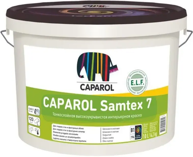 Caparol Samtex 7 E.L.F. шелковисто-матовая латексная краска (10 л) белая