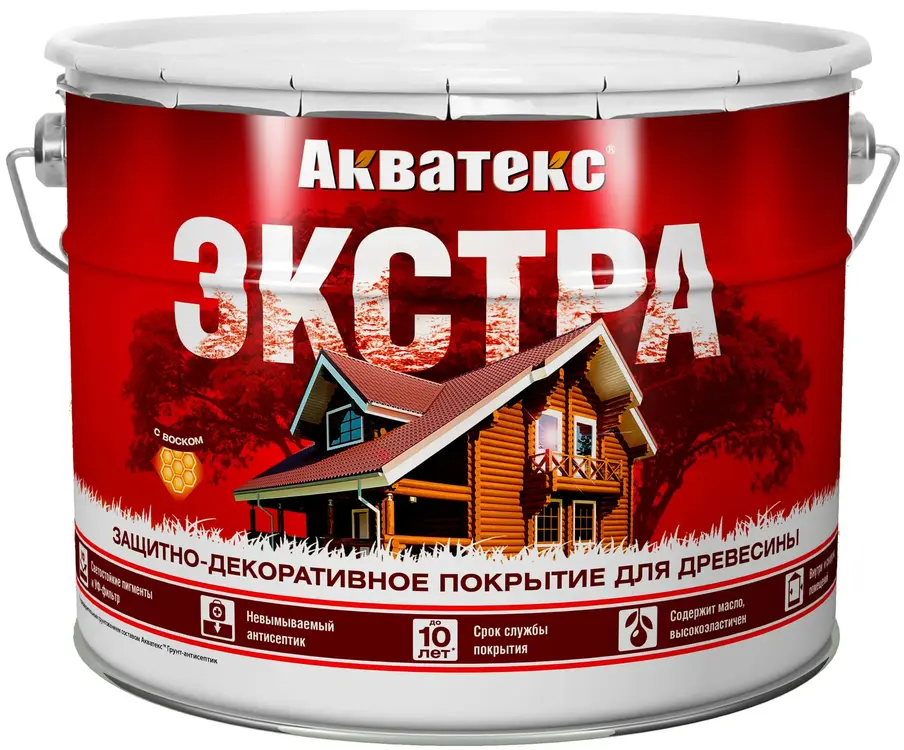 Акватекс Экстра защитно-декоративное текстурное покрытие для древесины (9 л) тик