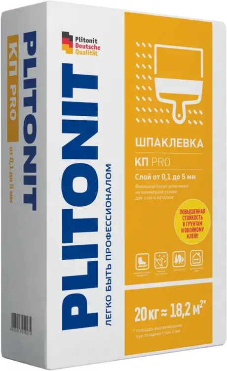 Плитонит КП Pro финишная белая шпаклевка на полимерной основе (20 кг)