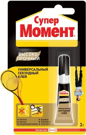 Супер Момент Высокопрочный универсальный секундный клей (3 г единичный блистер)