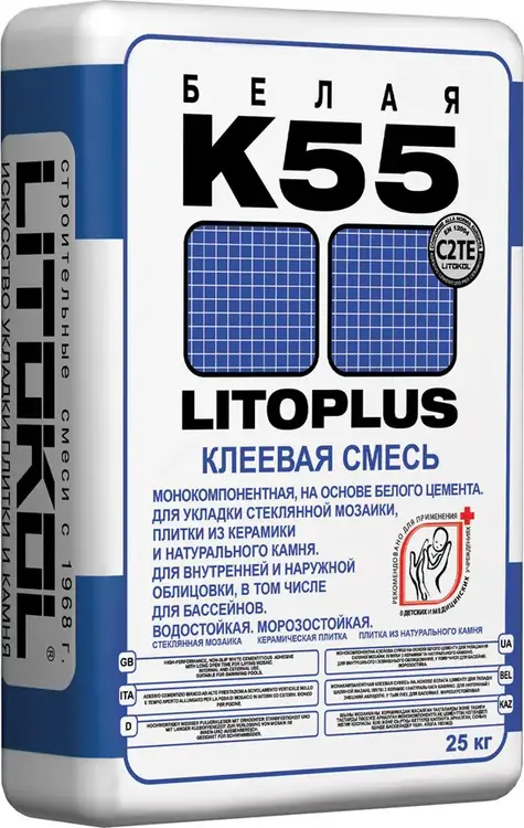 Литокол Litoplus K55 клеевая смесь на основе белого цемента (25 кг)