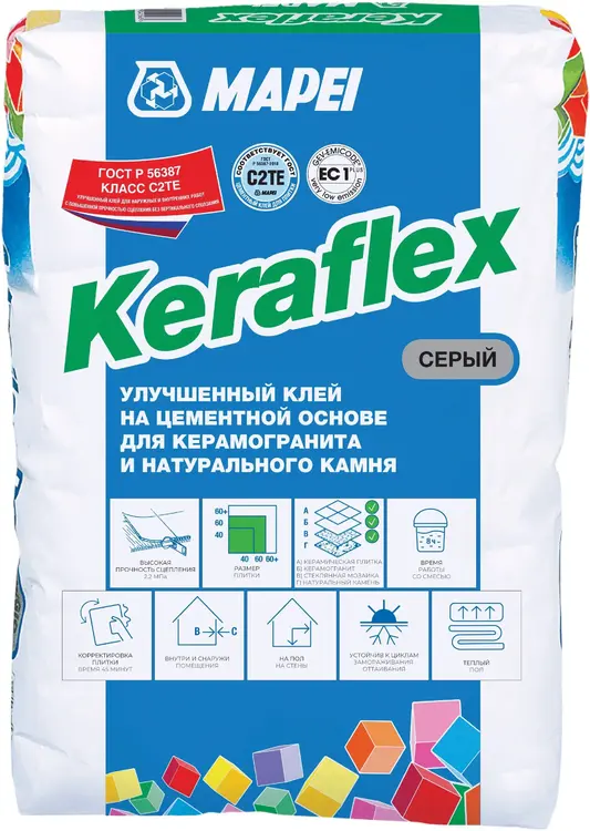 Mapei Keraflex Maxi клей на цементной основе (25 кг) серый