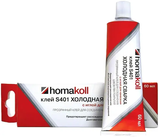 Homa Homakoll S401 прозрачный клей холодная сварка с иглой для нанесения (60 мл)