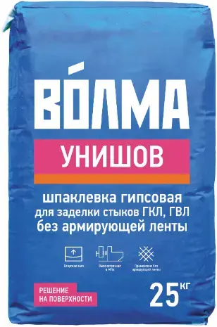 Волма Унишов шпаклевка гипсовая для заделки стыков ГКЛ, ГВЛ (25 кг)