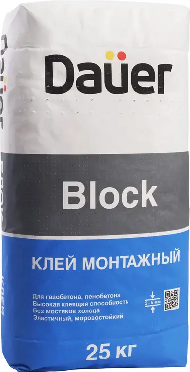 Dauer Block клей монтажный для газобетона, пенобетона (25 кг)