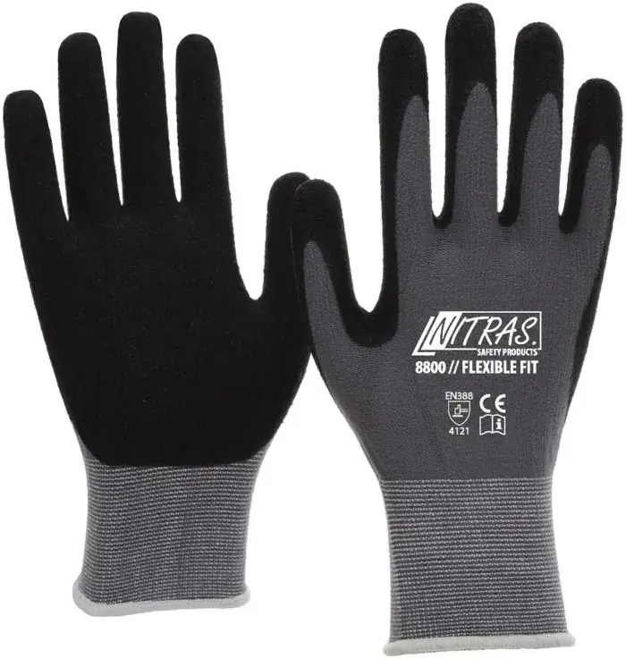 Nitras Flexible Fit перчатки (10/XL) нейлон черные