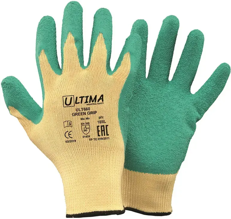Перчатки трикотажные нейлоновые Ultima 660 Green Grip (10) смесовая пряжа (хлопок/полиэстер)