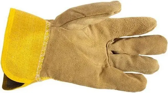 T4P перчатки спилковые комбинированные спилок черно-желтые