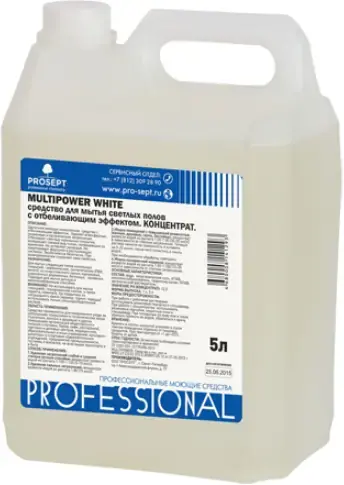 Просепт Professional Multipower White концентрат для мытья светлых полов (5 л)