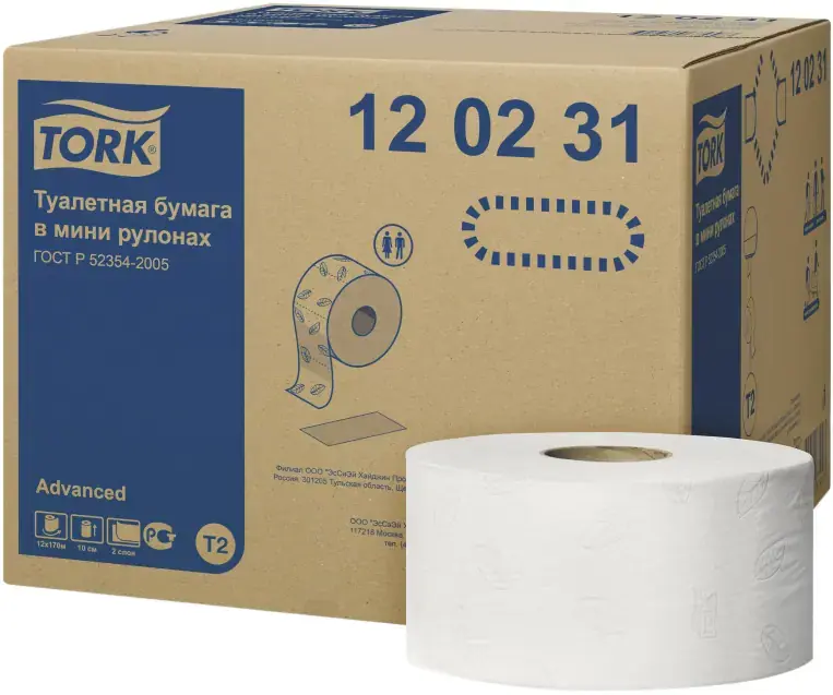 Tork Advanced T2 бумага туалетная в мини-рулонах (12 рулонов в упаковке)