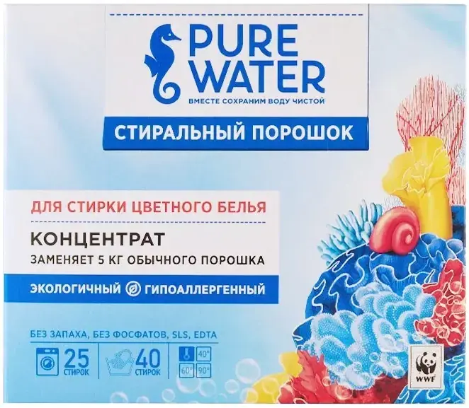 Pure Water стиральный порошок для цветного белья концентрат (800 г)