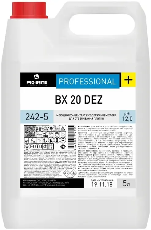 Pro-Brite BX 20 Dez дезинфицирующий моющий концентрат для отбеливания плитки (5 л)