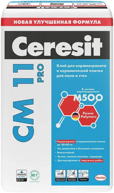Ceresit CM 11 Pro клей для керамогранита керамической плитки для пола и стен (25 кг)