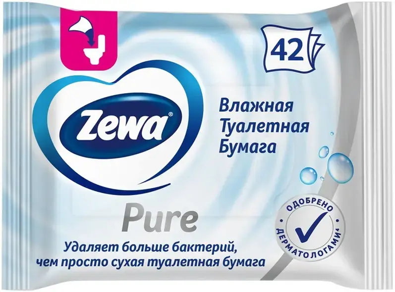 Zewa Pure влажная туалетная бумага (42 листа в пачке)