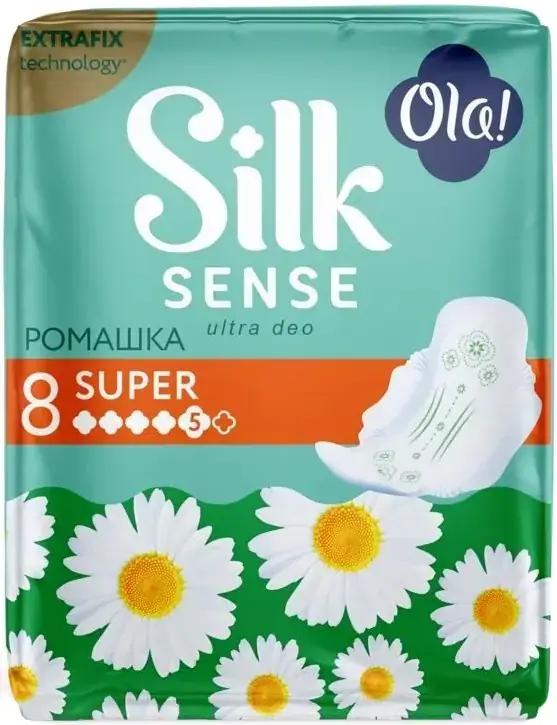 Ola! Silk Sense Ultra Deo Super Ромашка прокладки гигиенические с крылышками (8 прокладок в пачке)