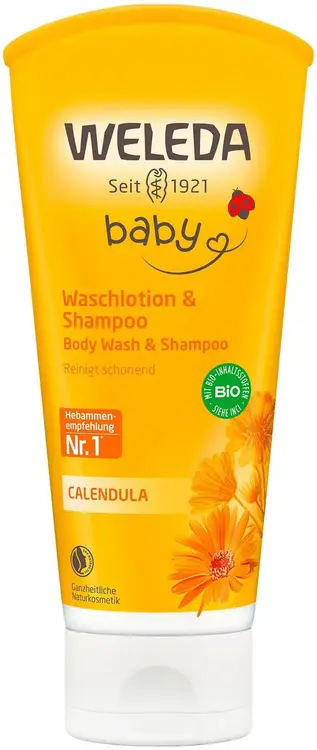 Weleda Calendula Body Wash & Shampoo детский шампунь-гель для волос и тела с календулой (200 мл)