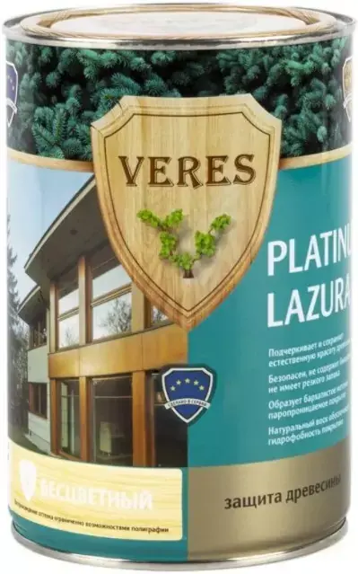 Veres Platinum Lazura защита древесины (900 мл) бесцветная