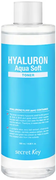 Secret Key Hyaluron Aqua Soft Toner тонер для лица гиалуроновый (500 мл)
