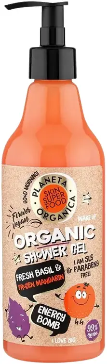 Планета Органика Skin Super Food Energy Bomb Fresh Basil & Frozen Mandarin гель для душа (500 мл)