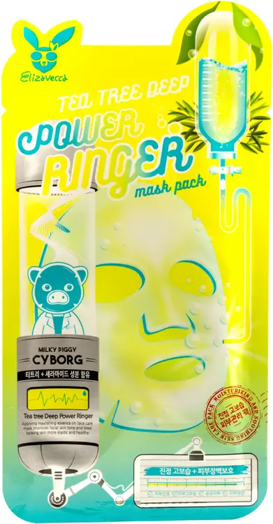 Elizavecca Tea Tree Deep Power Ringer Mask Pack маска тканевая для лица с экстрактом чайного дерева (1 тканевая маска)
