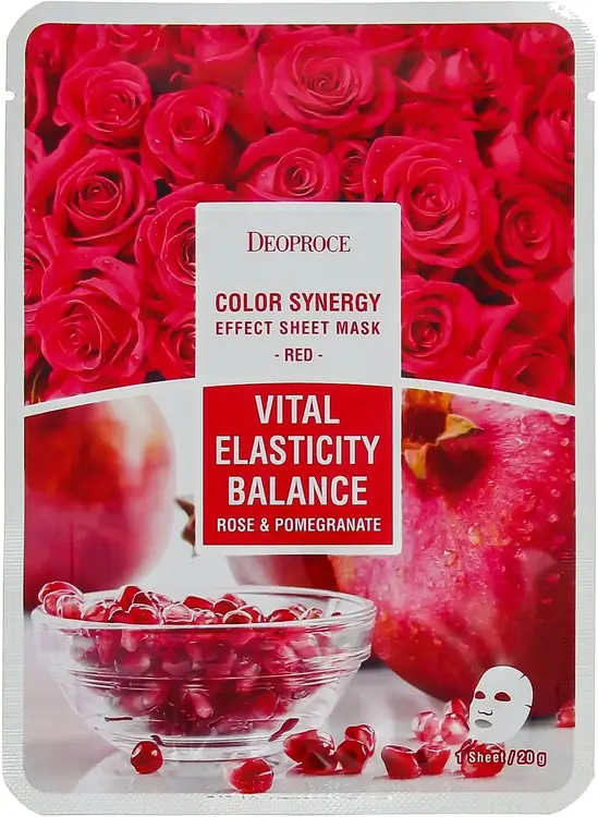 Deoproce Color Synergy Red Vital Elasticity Balance маска тканевая на основе экстракта граната и лепестков роз (1 тканевая маска)