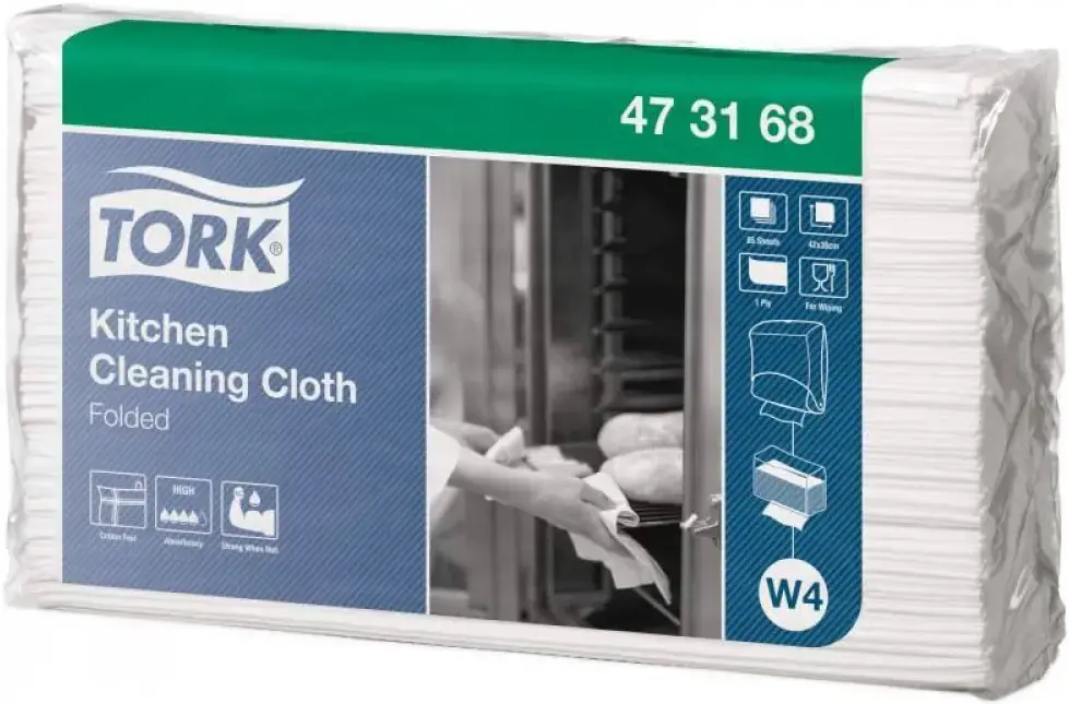 Tork Kitchen Cleaning Cloth Folded W4 нетканый материал для кухни (5 пачек в упаковке) белые