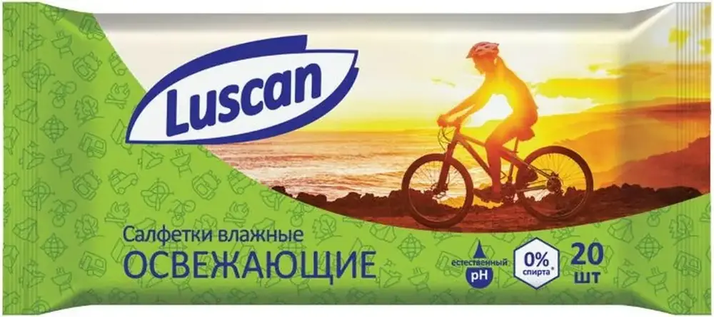 Luscan салфетки влажные освежающие (20 салфеток в пачке)