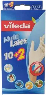 Перчатки латексные одноразовые Vileda Multi Latex 10+2 (S/M латекс)