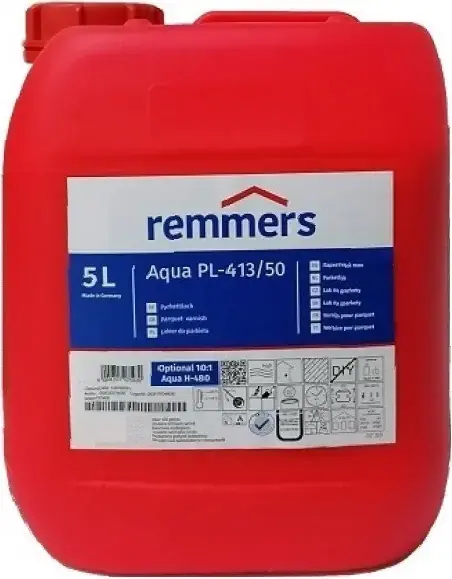 Remmers Aqua Parkettlack PL-413 лак износостойкий полиуретановый на водной основе (5 л) полуматовый