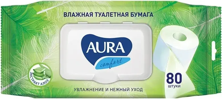 Aura Ultra Comfort влажная туалетная бумага (80 листов в пачке)