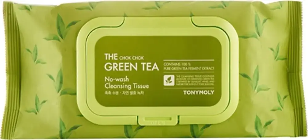 Tony Moly the Chok Chok Green Tea No-Wash Cleansing Tissue салфетки очищающие для снятия макияжа с кожи лица (100 салфеток в пачке)