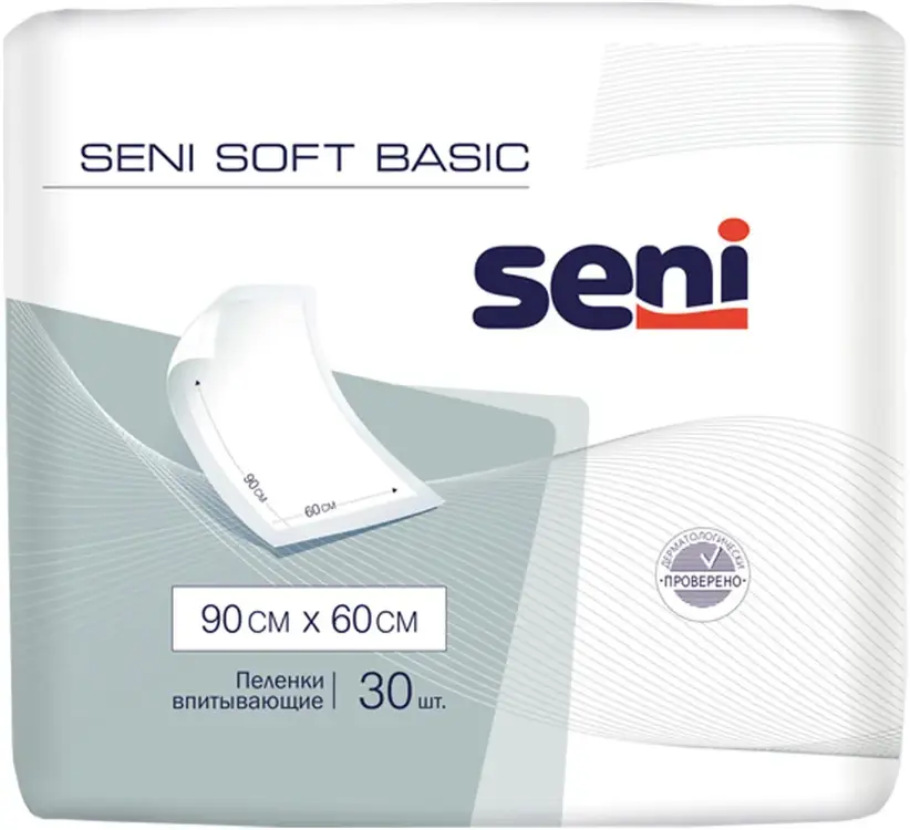Seni Soft Basic пеленки впитывающие одноразовые (600 * 600 мм) 30 пеленок в упаковке
