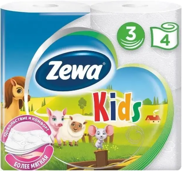Zewa Deluxe Kids бумага туалетная детская (4 рулона в упаковке)