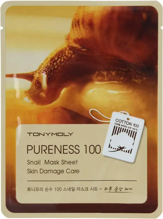 Tony Moly Pureness 100 Snail Mask Sheet маска тканевая для лица с фильтратом муцина улитки (20 г)
