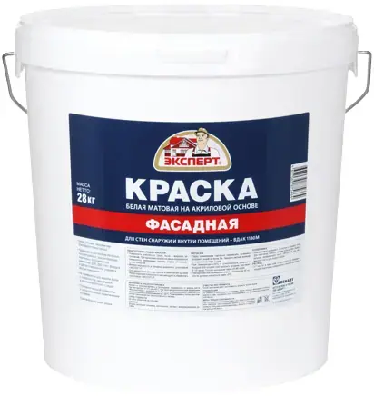 Эксперт Фасадная краска белая матовая на акриловой основе (28 кг) белая