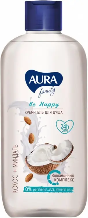 Aura Family Витаминный Комплекс Кокос + Миндаль крем-гель для душа (400 мл)