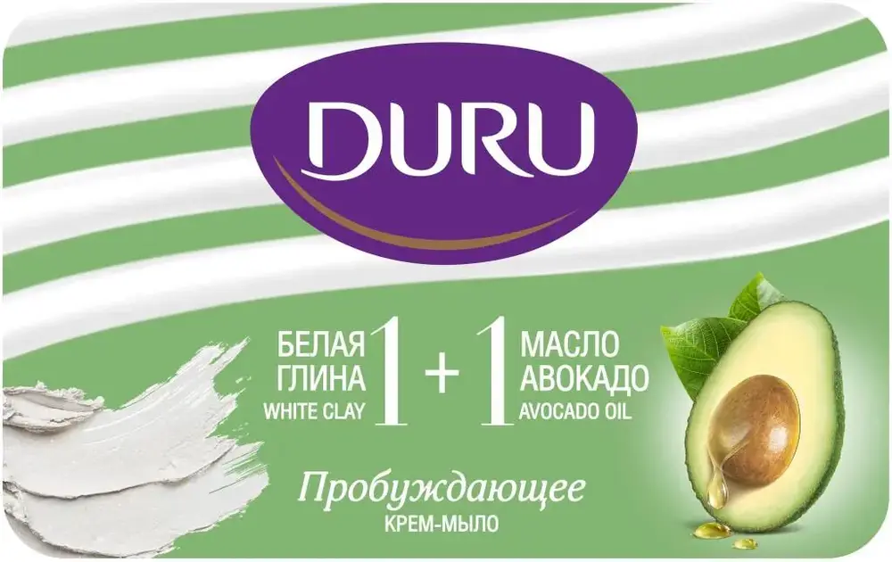 Duru 1+1 Белая Глина и Масло Авокадо крем-мыло пробуждающее (80 г)