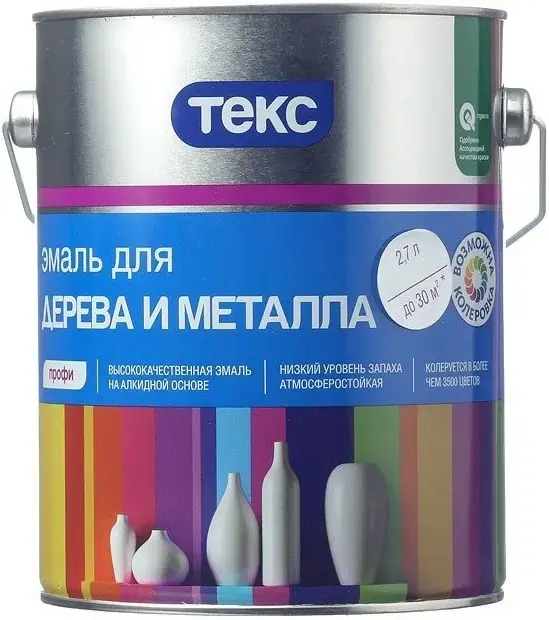 Текс Профи эмаль для дерева и металла (2.7 л) белая полуматовая