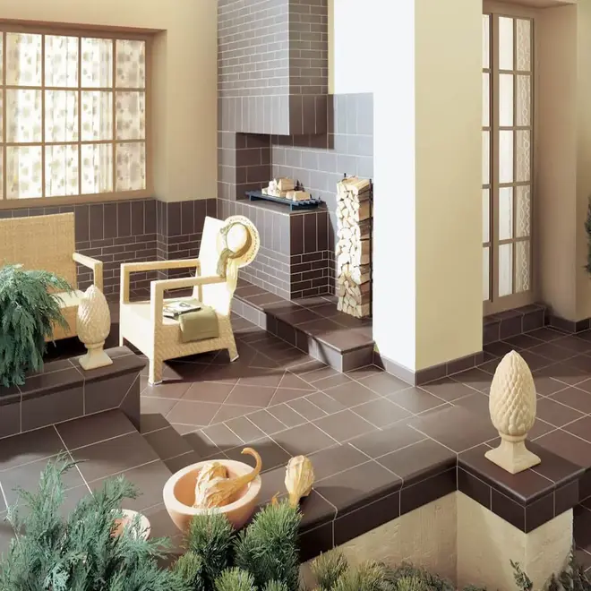 Paradyz Natural Natural Brown Stopnica Prosta Duro ступень прямая структурная (300*300 мм) коричневая матовая/прямая/структурированная под камень