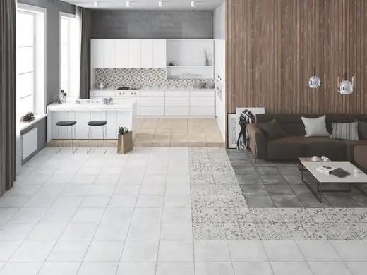 LB Ceramics Цемент Стайл коллекция Цемент Стайл Бело-Серый 6046-0356 керамогранит напольный