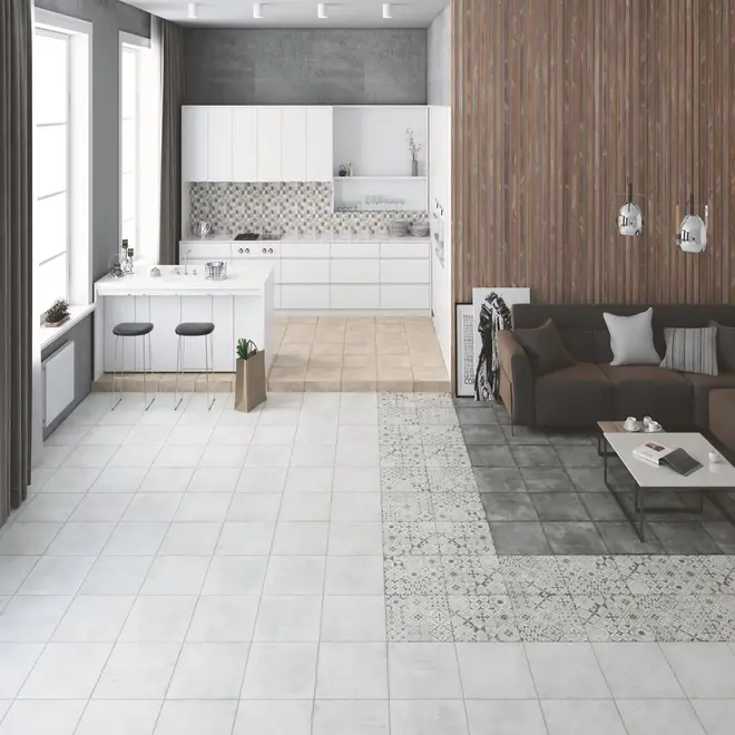 LB Ceramics Цемент Стайл Цемент Стайл Бело-Серый 6046-0356 керамогранит напольный