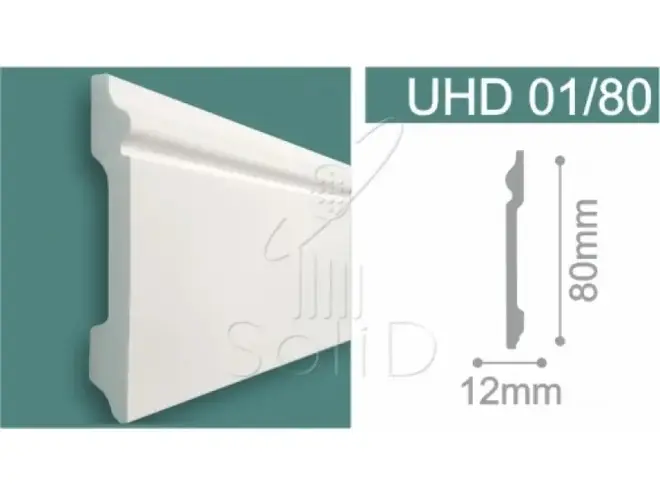 Солид Unica напольный плинтус под покраску UHD 05/80 (2.4 м)