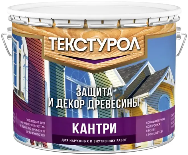 Текстурол Кантри защита и декор древесины (9 л) белое