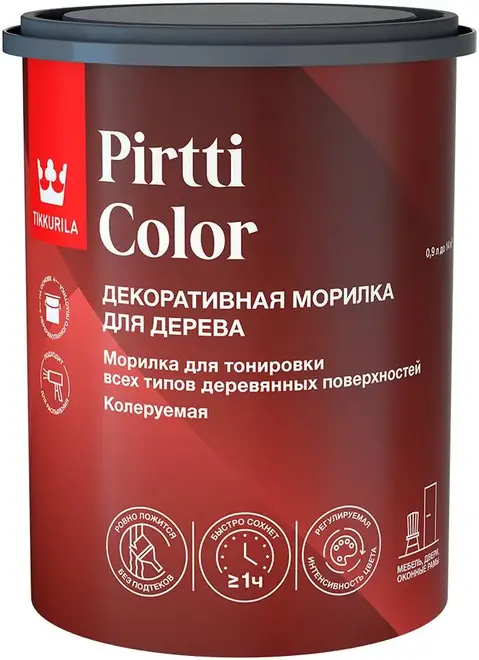 Тиккурила Tikkivala Pirtti колеруемая морилка для деревянных панелей (900 мл) бесцветная