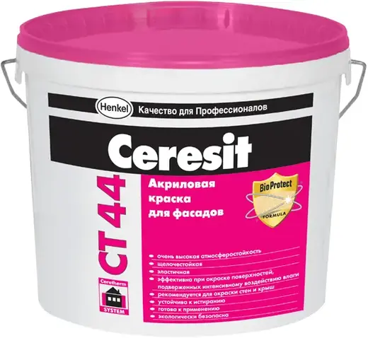 Ceresit CT 44 краска акриловая для фасадов (15 л) белая