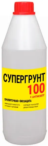 Super Decor ВД-АК-005 Супергрунт 100 + Антисепт грунт акриловый универсальный глубокого проникновения (1 кг) бесцветный
