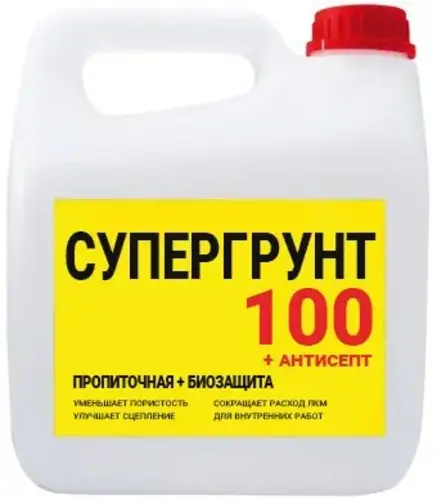Super Decor ВД-АК-005 Супергрунт 100 + Антисепт грунт акриловый универсальный глубокого проникновения (10 кг) бесцветный