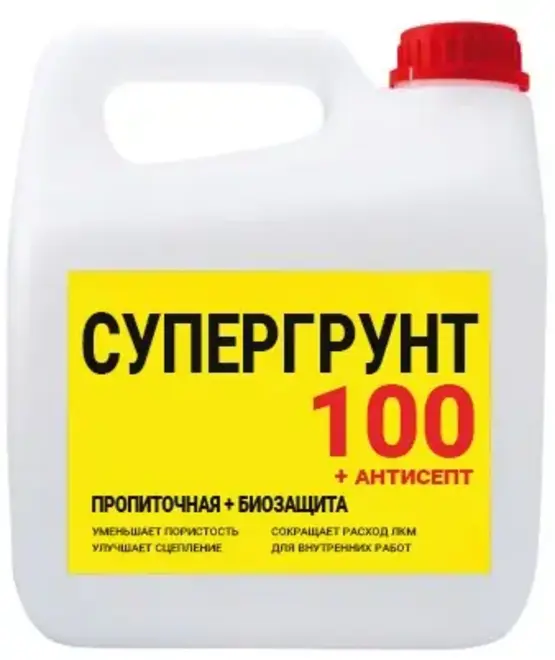 Super Decor ВД-АК-005 Супергрунт 100 + Антисепт грунт акриловый универсальный глубокого проникновения (5 кг) бесцветный